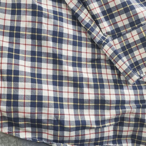 LL Bean Shirt Mens Large Reg Blue Plaid Wrinkle- Resistant Long Sleeve Button Up - Picture 7 of 9